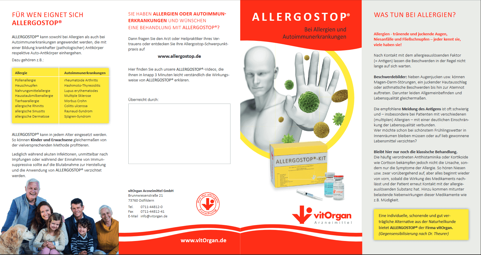 Patientenflyer Allergostop Firma vitOrgan